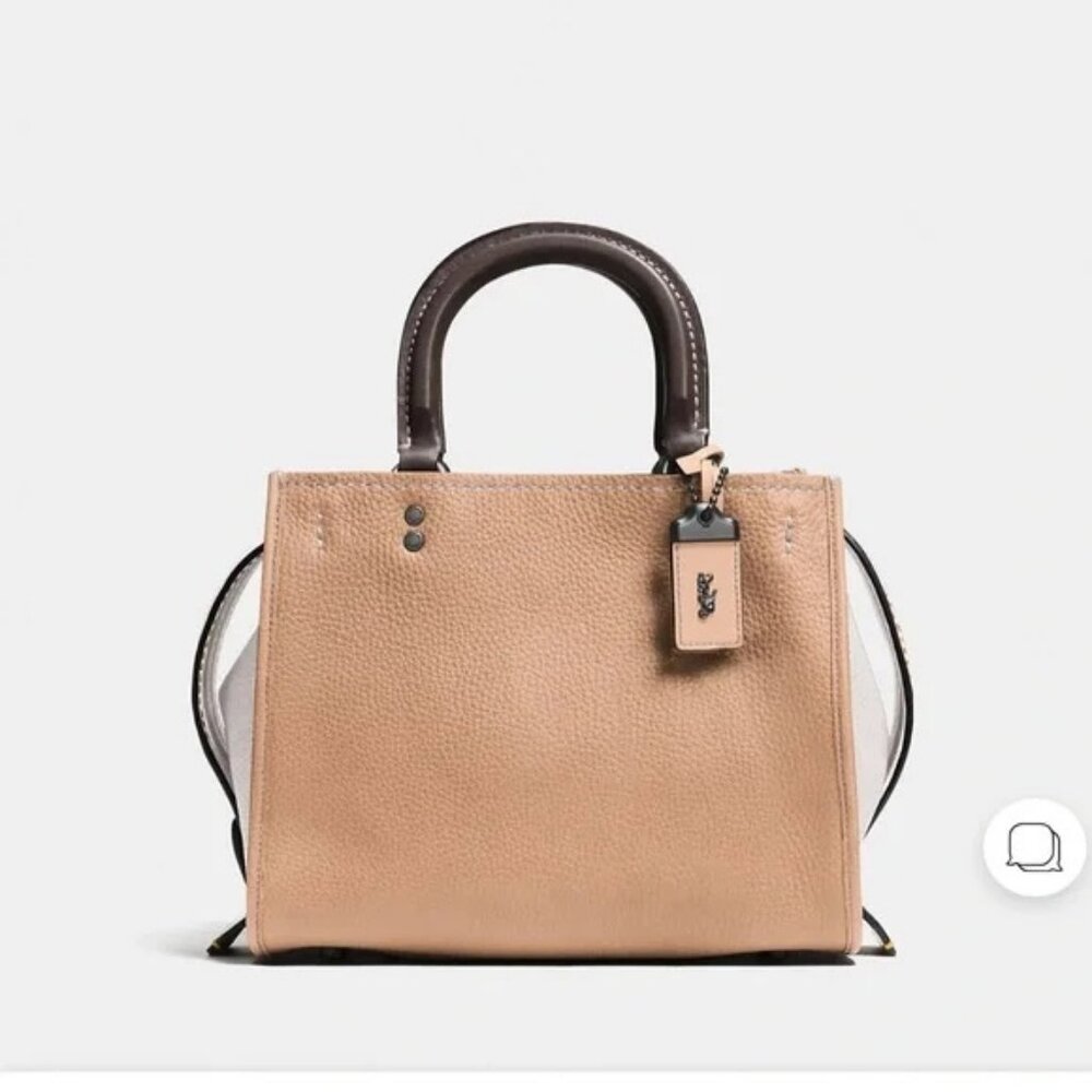 COACH 1941 ROGUE 25 BEECHWOOD COLOR BLOCK GLOVETANNED LEATHER SATCHEL BAG $595